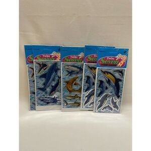 Twin Seven prism Vintage 80s 90s stickers Holographic Ocean Whales Sharks